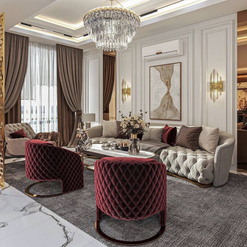 Living room design and office design